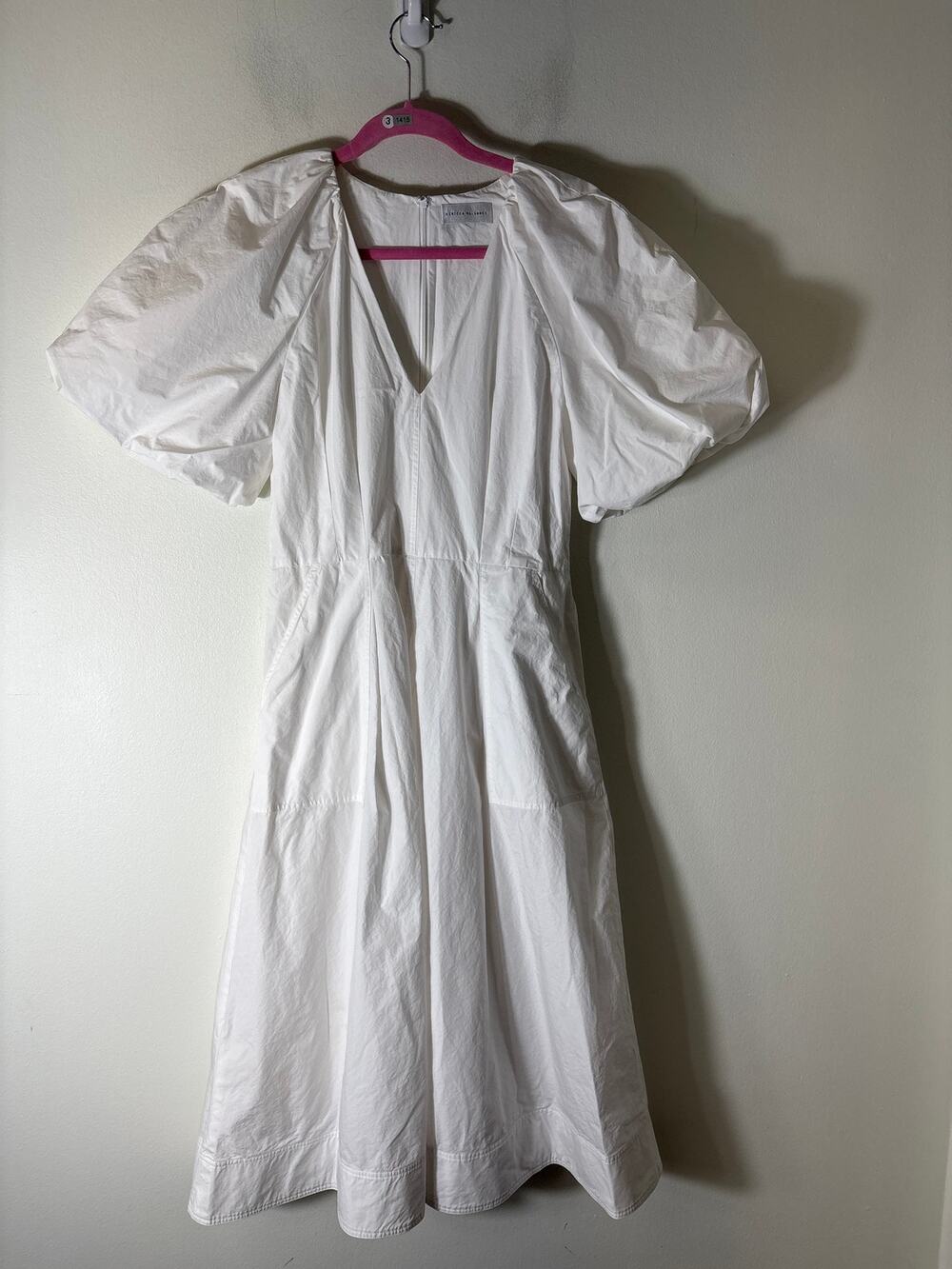 Rebecca Valance Crisp White Short Puff Sleeve A-Line Dress Sz 6